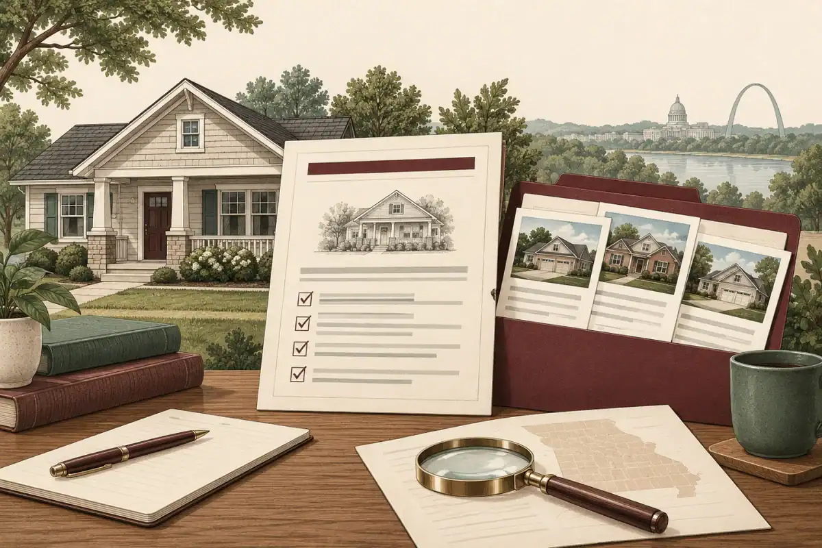 Editorial illustration of a Missouri property-tax appeal and appraisal